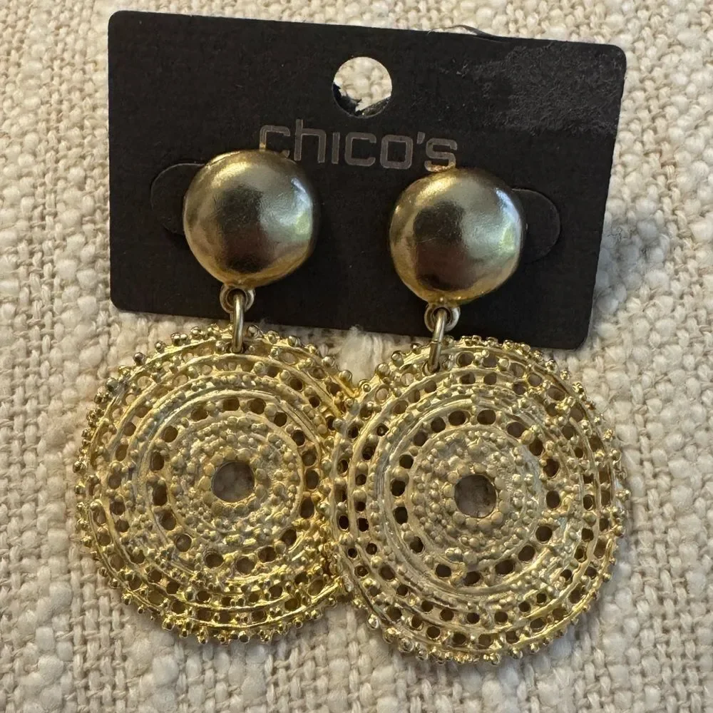 0064-Chico's‎ Radiant Gold Circle Earrings